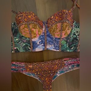 Maaji size small reversible bikini set, Brazilian cut/short tank top.